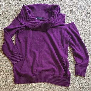New York & Company Rich Plum Cowl Neck Sweater